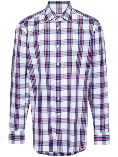 Kiton Checked Cotton Shirt In White