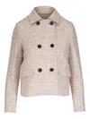 Kiton Checked Double-breasted Jacket In Neutral