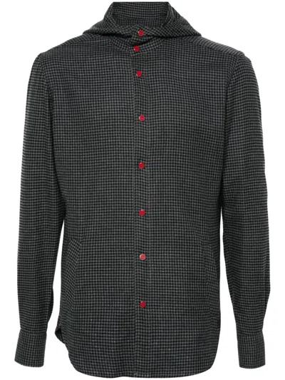 Kiton Checked Hoodie In Grey