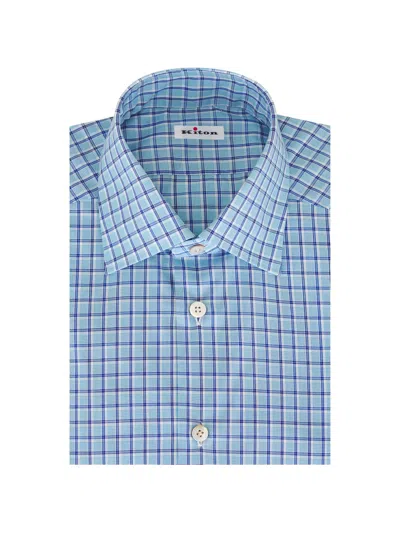 Kiton Checked Shirt In Blue