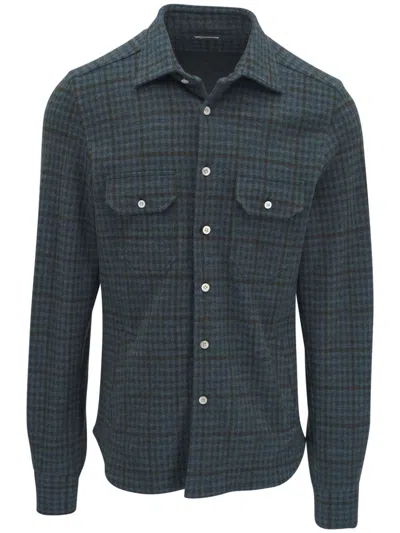 Kiton Checked Shirt In Brown