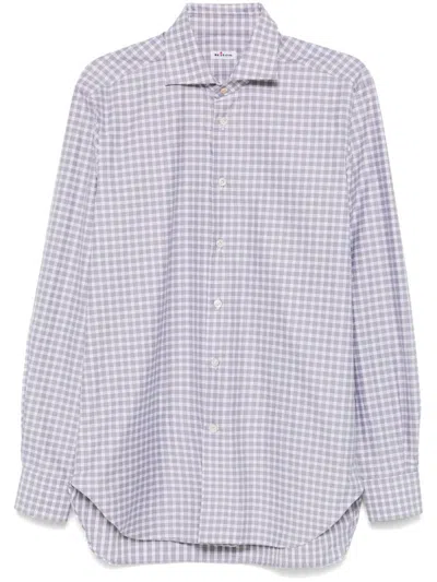 Kiton Checked Shirt In Grey