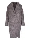 Kiton Checked Single-breasted Coat In Gray