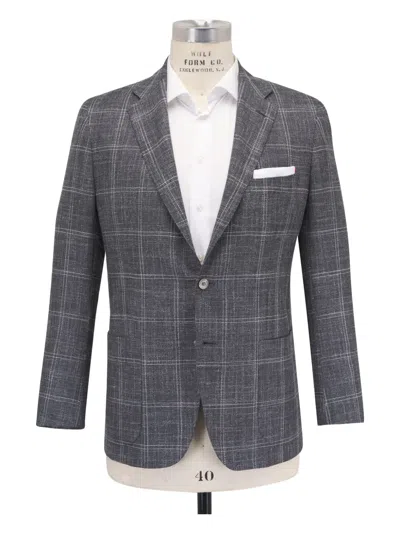 Kiton Checked Single-breasted Jacket In Gray