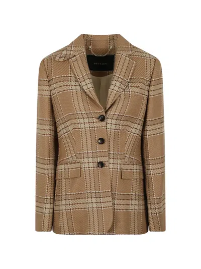 Kiton Checked Single-breasted Jacket In Brown