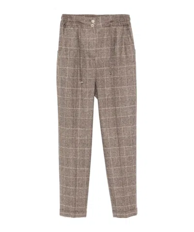 Kiton Checkered Trousers In Brown