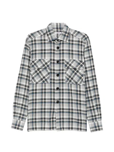 Kiton Check-pattern Button-up Shirt In Gray