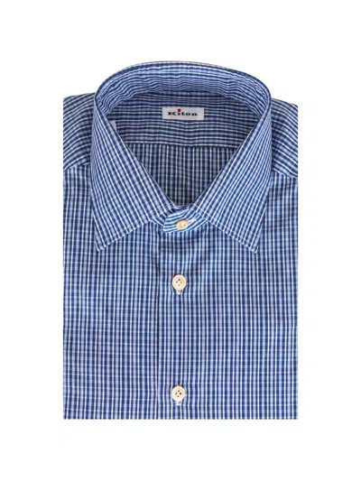 Kiton Check-print Classic-collar Shirt In Multi
