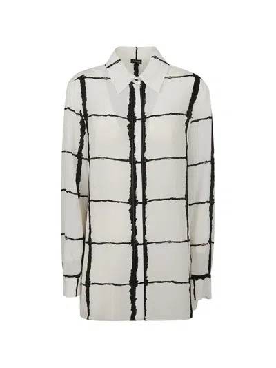 Kiton Check-print Silk Shirt In White