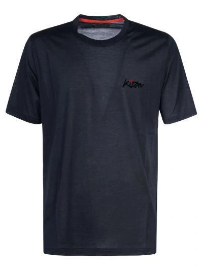 Kiton Chest Logo Regular T-shirt In Navy Blue