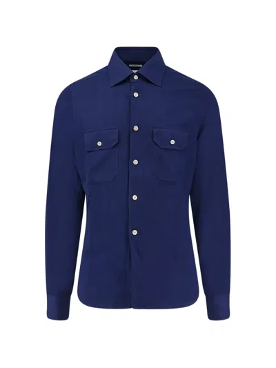Kiton Chest-pocket Shirt In Blue