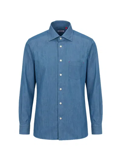 Kiton Chest-pocket Long-sleeve Shirt In Blue