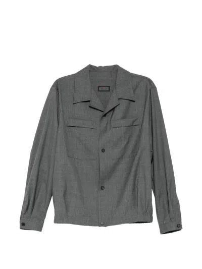 Kiton Chest-pocket Shirt Jacket In Gray