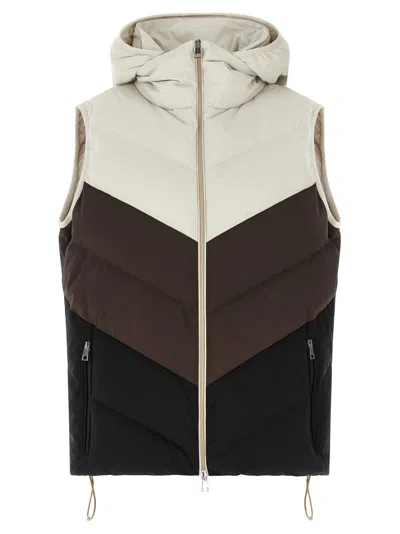 Kiton Chevron-quilted Color-block Vest In Multi