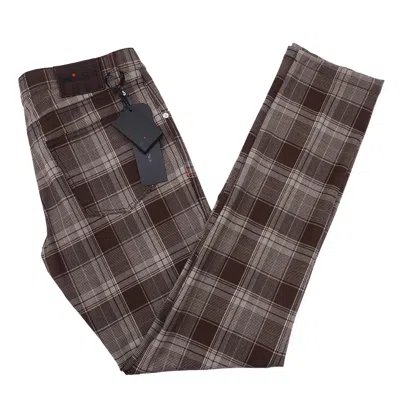 Pre-owned Kiton Chocolate Brown Check Natural Stretch Wool 5-pocket Pants 40 Jeans