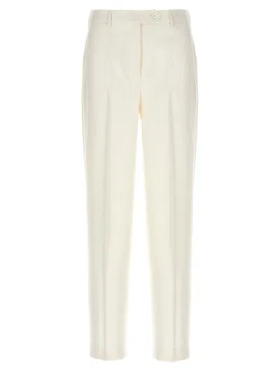 Kiton Slim Fit Trousers Featuring Front Pleats In White