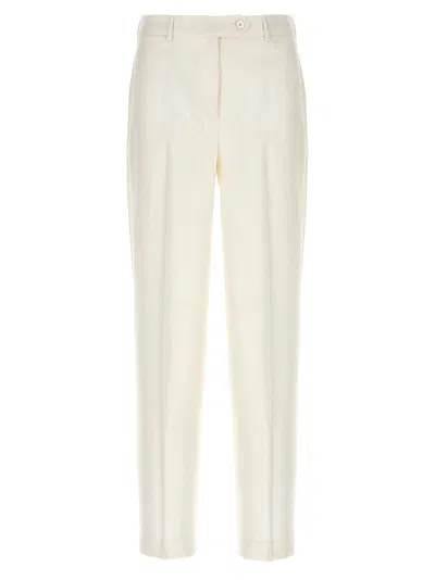 Kiton Slim Fit Trousers Featuring Front Pleats In White