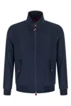 Kiton Cima Jacket Structured Cut Mandarin Collar In Blue