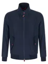 Kiton Cima Jacket Structured Cut Mandarin Collar In Blue