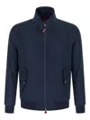 Kiton Cima Jacket Structured Cut Mandarin Collar In Blue
