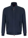 Kiton Cima Jacket Structured Cut Mandarin Collar In Blue
