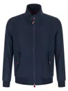 Kiton Cima Jacket Structured Cut Mandarin Collar In Blue