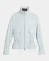 Kiton Cinched-waist Cotton Zip Blouse In Lt Blu
