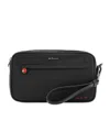 Kiton Nylon Clutch Bag With Iconic Logo Embroidery In Black