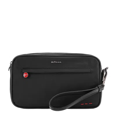 Kiton Ciro Logo Plaque Clutch Bag In Black