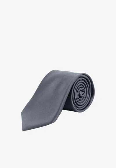 Kiton Ciro Paone Classic Silk Tie In Gray