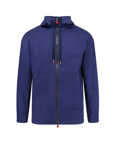Kiton Ciro Paone Cotton Hooded Sweatshirt In Blue