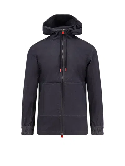 Kiton Ciro Paone Cotton Hooded Sweatshirt In Blue