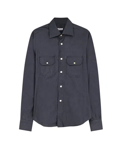 Kiton Ciro Paone Cotton Shirt In Blue