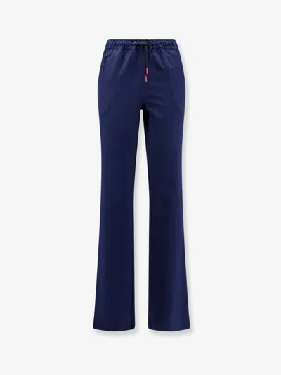 Kiton Ciro Paone Cotton Trousers With Drawstring In Blue