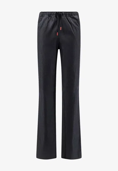 Kiton Ciro Paone Elasticated Wide-leg Pants In Black