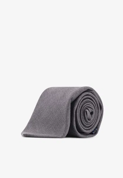 Kiton Ciro Paone Essential Wool Tie In Gray