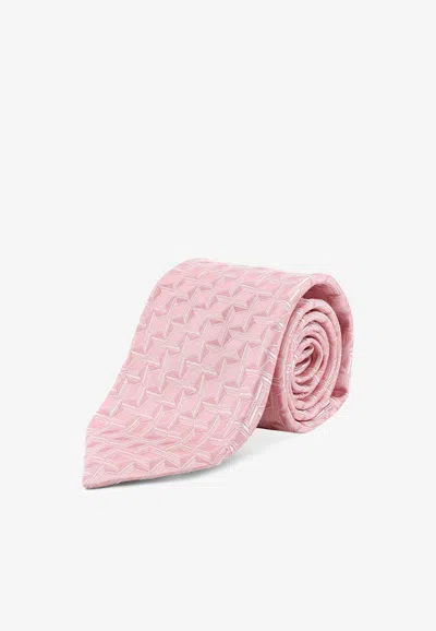 Kiton Ciro Paone Geometric Print Silk Tie In Pink