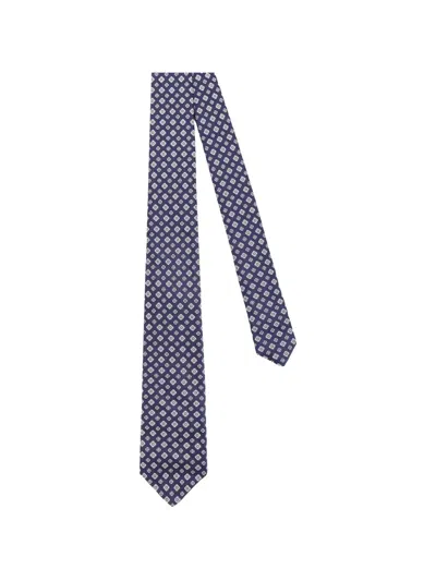Kiton Ciro Paone Geometric-print Tie In Blue