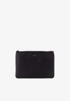 Kiton Ciro Paone Nylon Clutch Bag With Iconic Logo Embroidery In Black