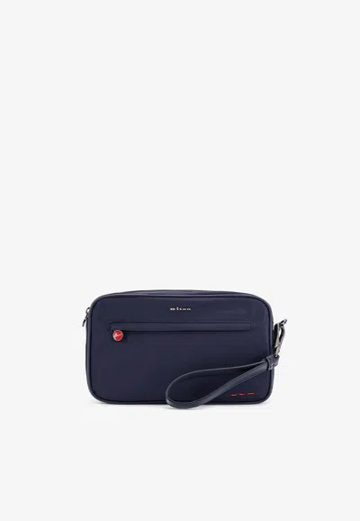 KITON CIRO PAONE ICONIC LOGO-EMBROIDERED CLUTCH