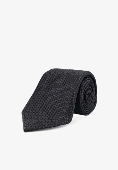 Kiton Ciro Paone Jacquard Silk Tie In Black
