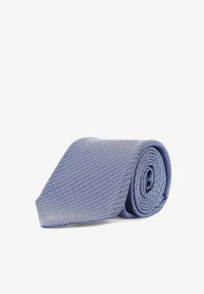 Kiton Ciro Paone Jacquard Silk Tie In Blue