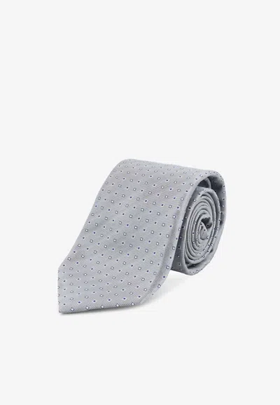 Kiton Ciro Paone Jacquard Silk Tie In Gray