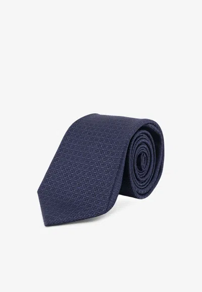 Kiton Ciro Paone Jacquard Silk Tie In Navy