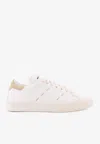Kiton Ciro Paone Leather Sneakers With Iconic Stitching In White
