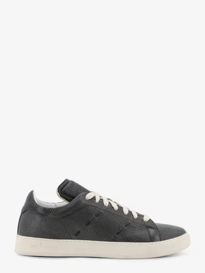 Kiton Ciro Paone Leather Sneakers With Iconic Side Stitching In Animal Print