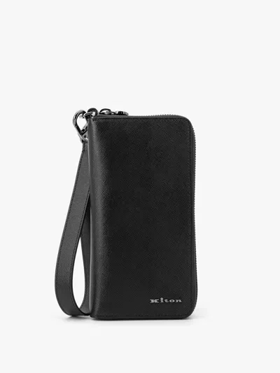 Kiton Ciro Paone Leather Wallet With Metal Logo