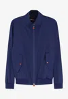 Kiton Ciro Paone Logo Embroidered Zip-up Jacket In Purple