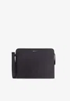 Kiton Ciro Paone Logo Lettering Leather Clutch In Black