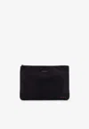 Kiton Ciro Paone Nylon Clutch Bag With Iconic Logo Embroidery In Black